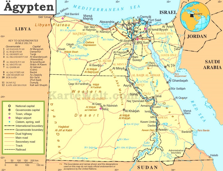 Politische karte von Ägypten