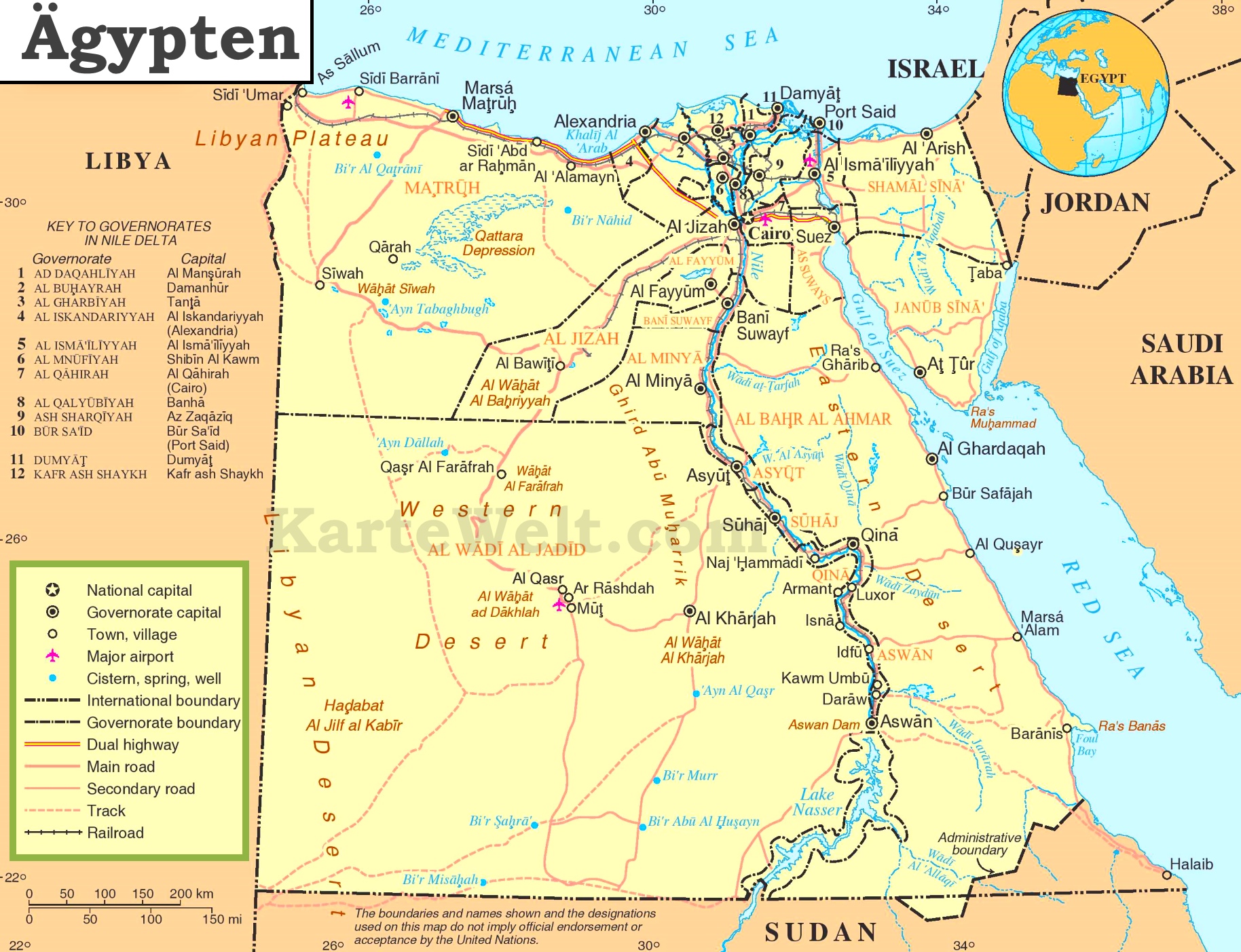 Politische Karte Von Agypten