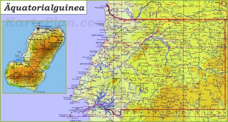 Große detaillierte karte von Äquatorialguinea
