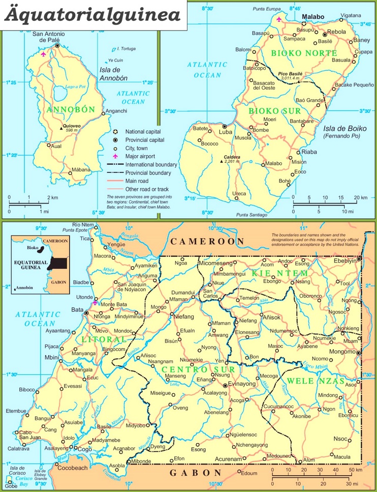 Politische karte von Äquatorialguinea