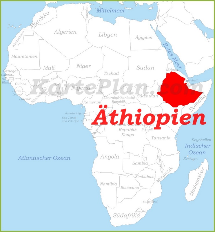 Äthiopien auf der karte Afrikas