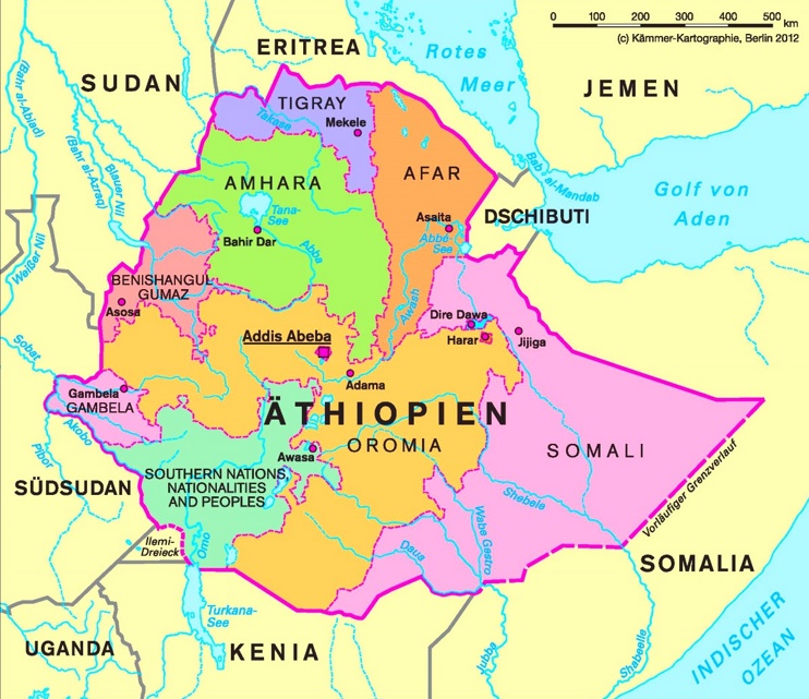 Verwaltungskarte von Äthiopien