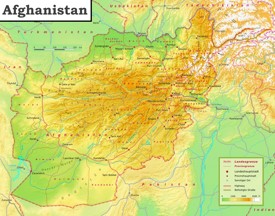 Physische landkarte von Afghanistan