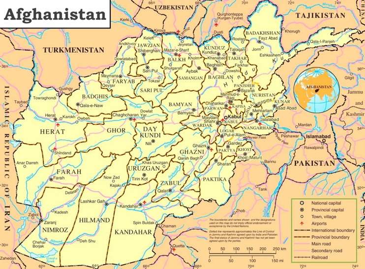 Politische karte von Afghanistan