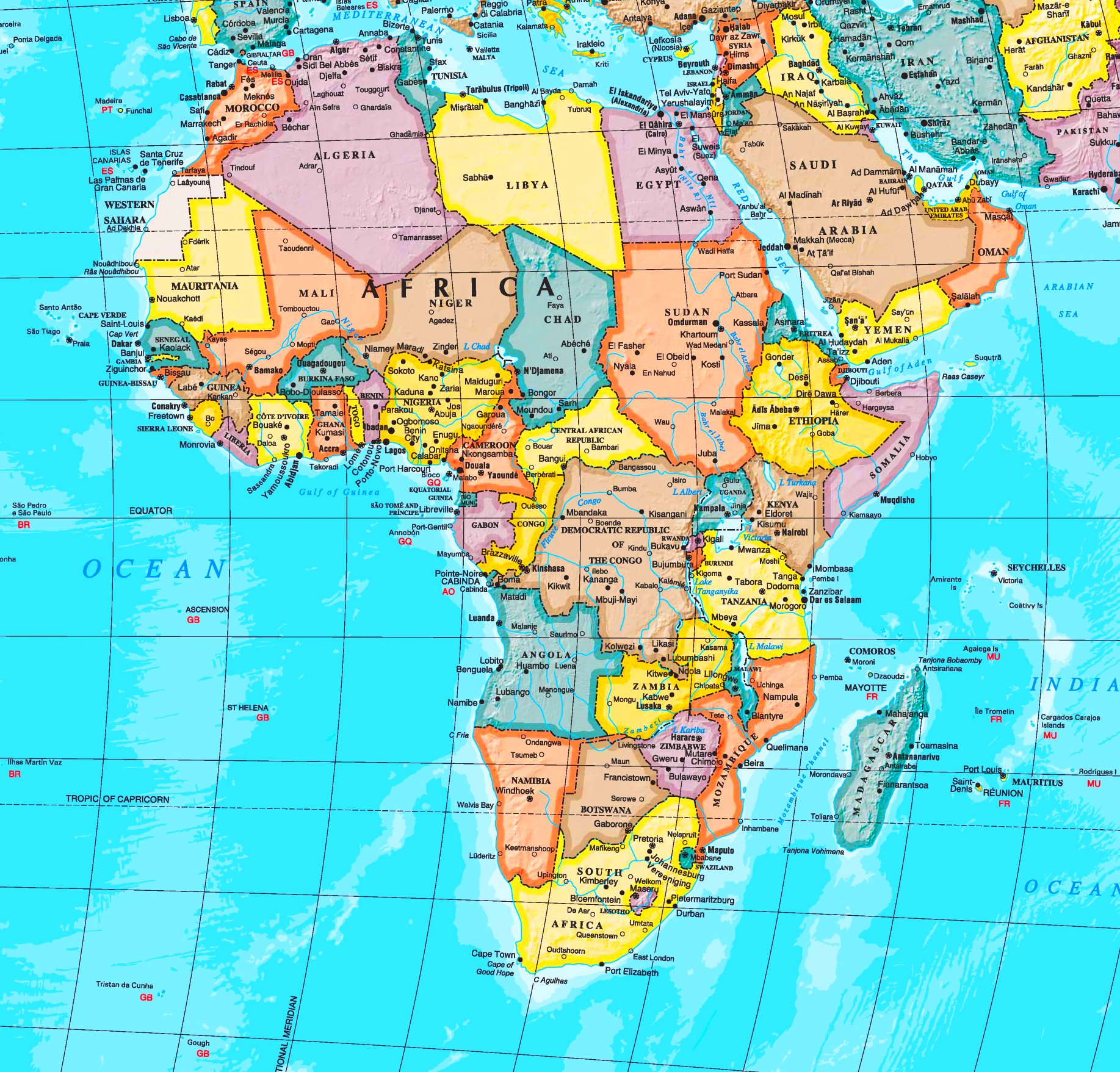 Afrika karte mit städten