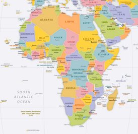 Politische Karte Afrikas mit den Hauptstädten
