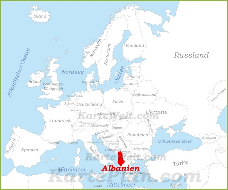 Albanien auf der karte Europas