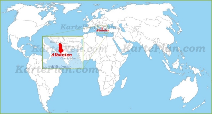 Albanien auf der Weltkarte