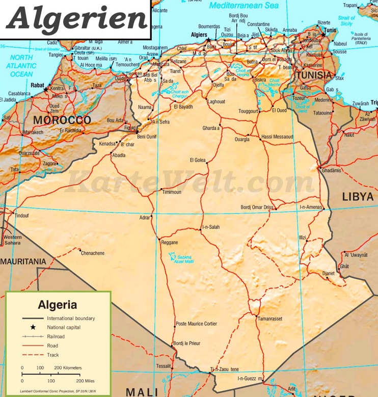 Algerien Straßenkarte