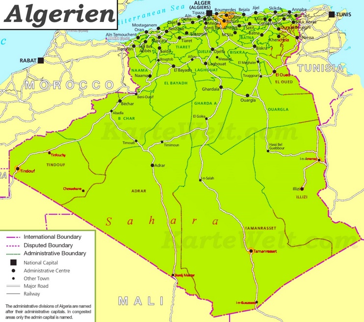 Politische karte von Algerien