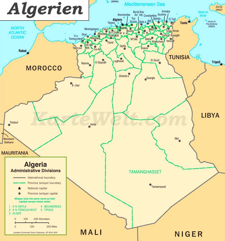 Verwaltungskarte von Algerien