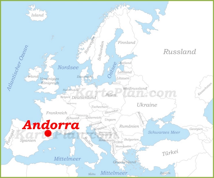 Andorra auf der karte Europas