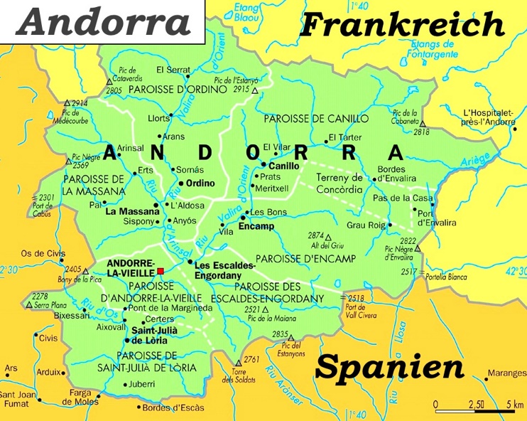 Politische karte von Andorra