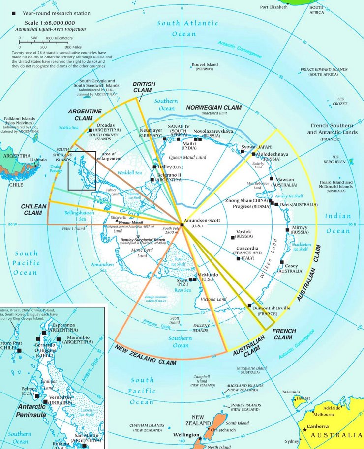 Antarktika politische karte