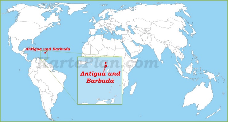 Antigua und Barbuda auf der Weltkarte