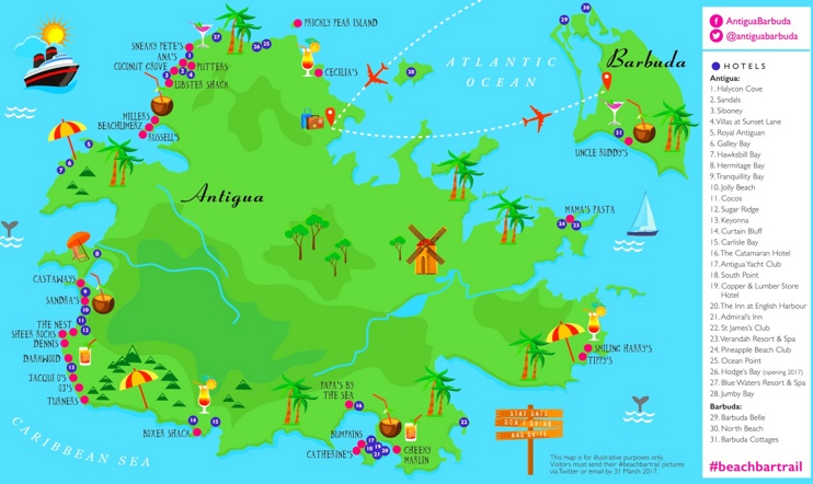 Antigua und Barbuda hotel karte
