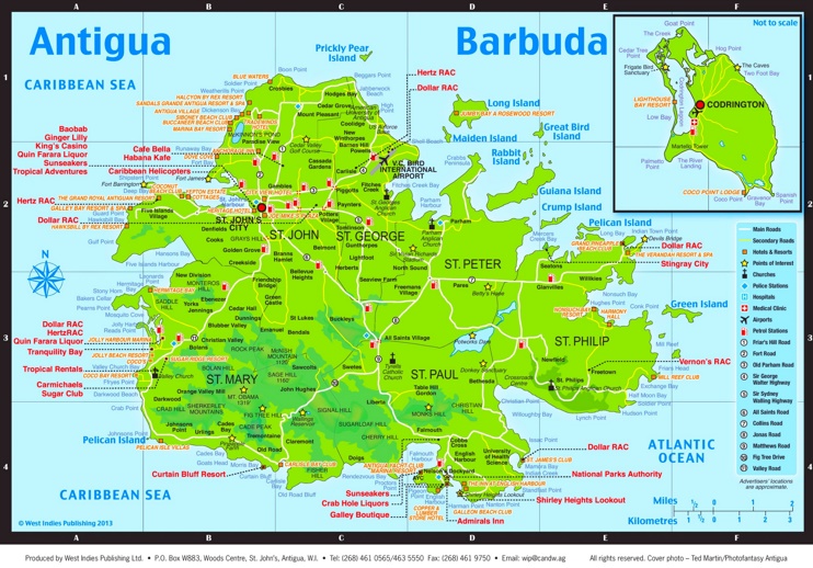 Touristische karte von Antigua und Barbuda