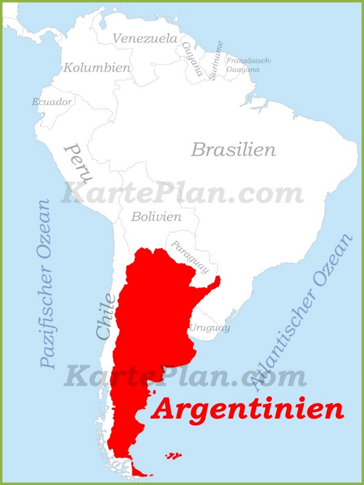 Argentinien auf der karte Südamerikas