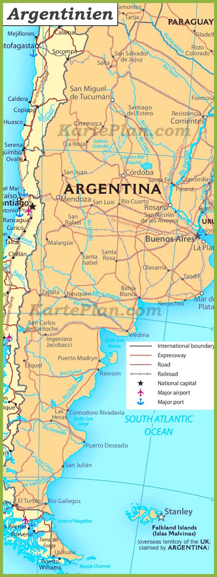 Argentinien Straßenkarte