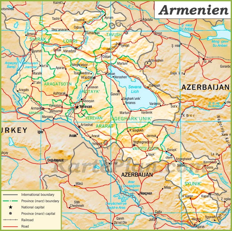 Politische karte von Armenien