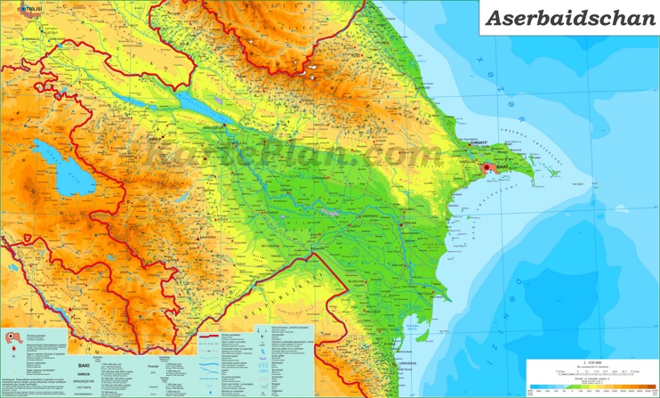 Physische landkarte von Aserbaidschan