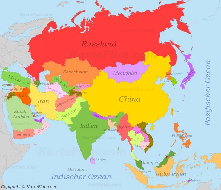 Asien politische karte