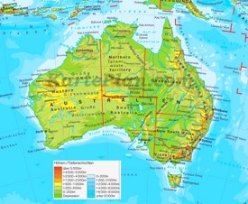 Physische landkarte von Australien