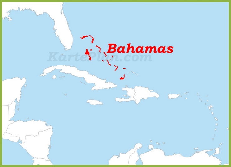 Bahamas auf der karte Karibiks