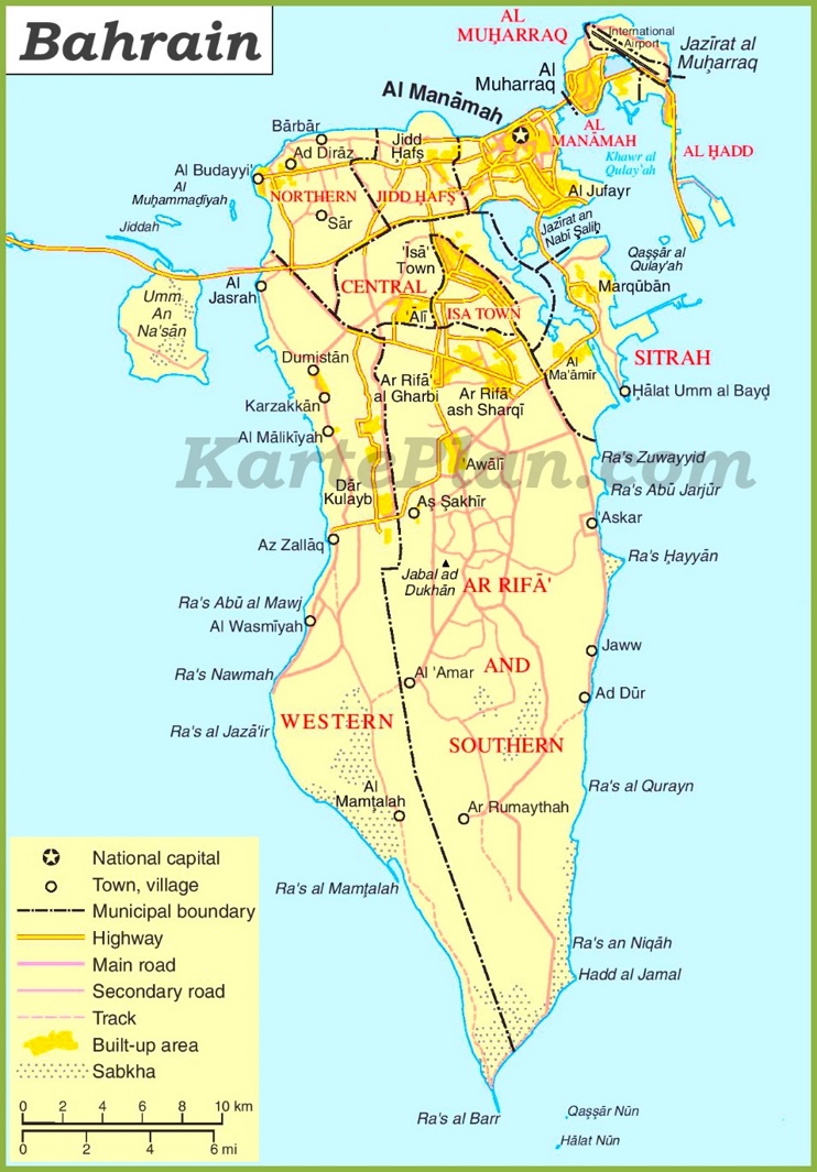 Große detaillierte karte von Bahrain