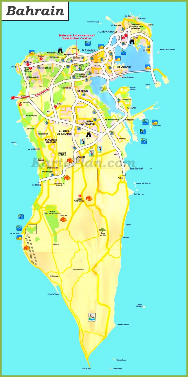 Touristische karte von Bahrain