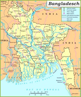Große detaillierte karte von Bangladesch