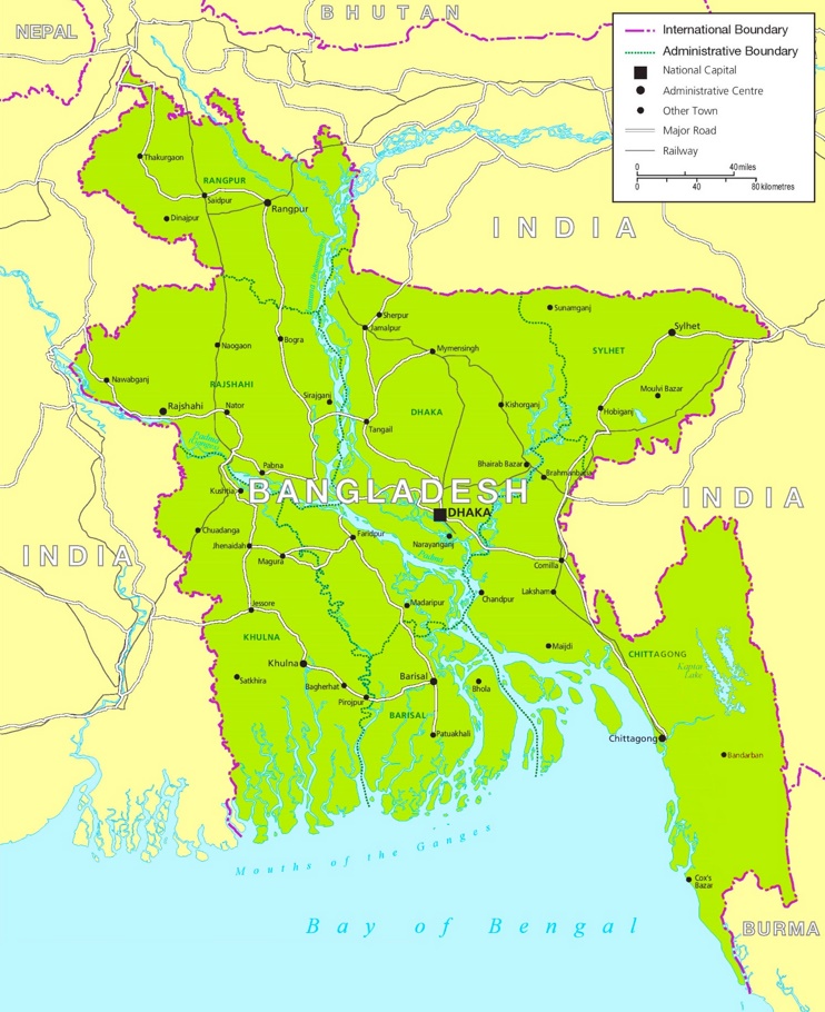 Politische karte von Bangladesch
