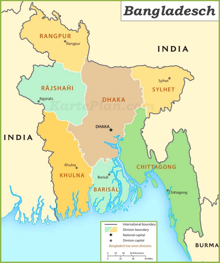 Verwaltungskarte von Bangladesch