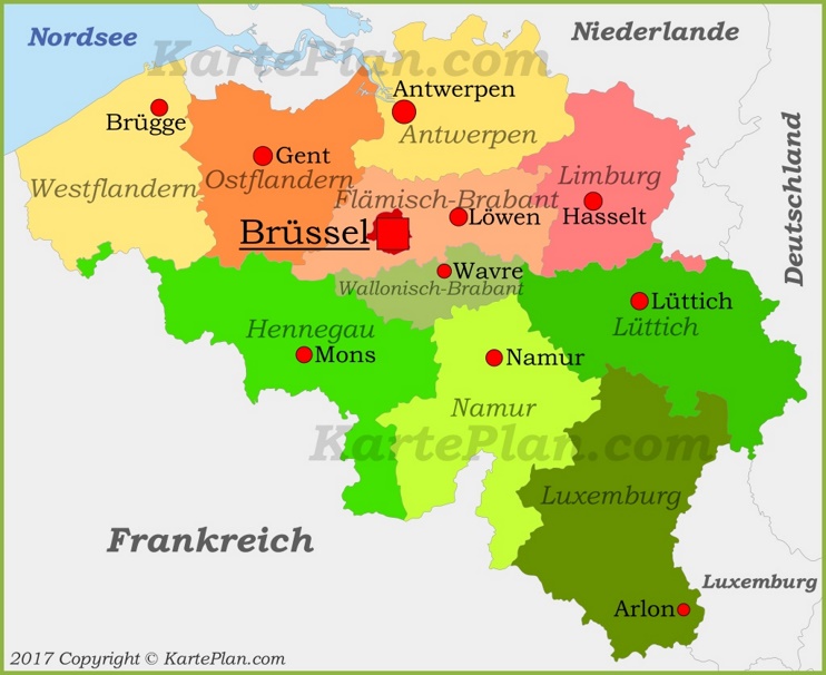 Politische karte von Belgien