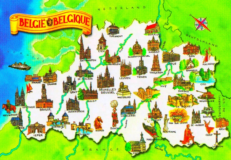 Touristische karte von Belgien