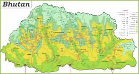 Große detaillierte karte von Bhutan