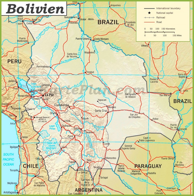 Bolivien Straßenkarte