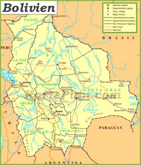 Politische karte von Bolivien