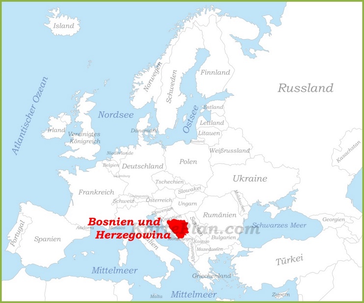 Bosnien und Herzegowina auf der karte Europas