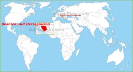 Bosnien und Herzegowina auf der Weltkarte