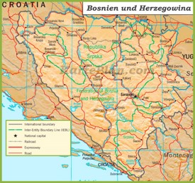 Bosnien und Herzegowina Straßenkarte
