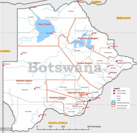 Botswana politische karte