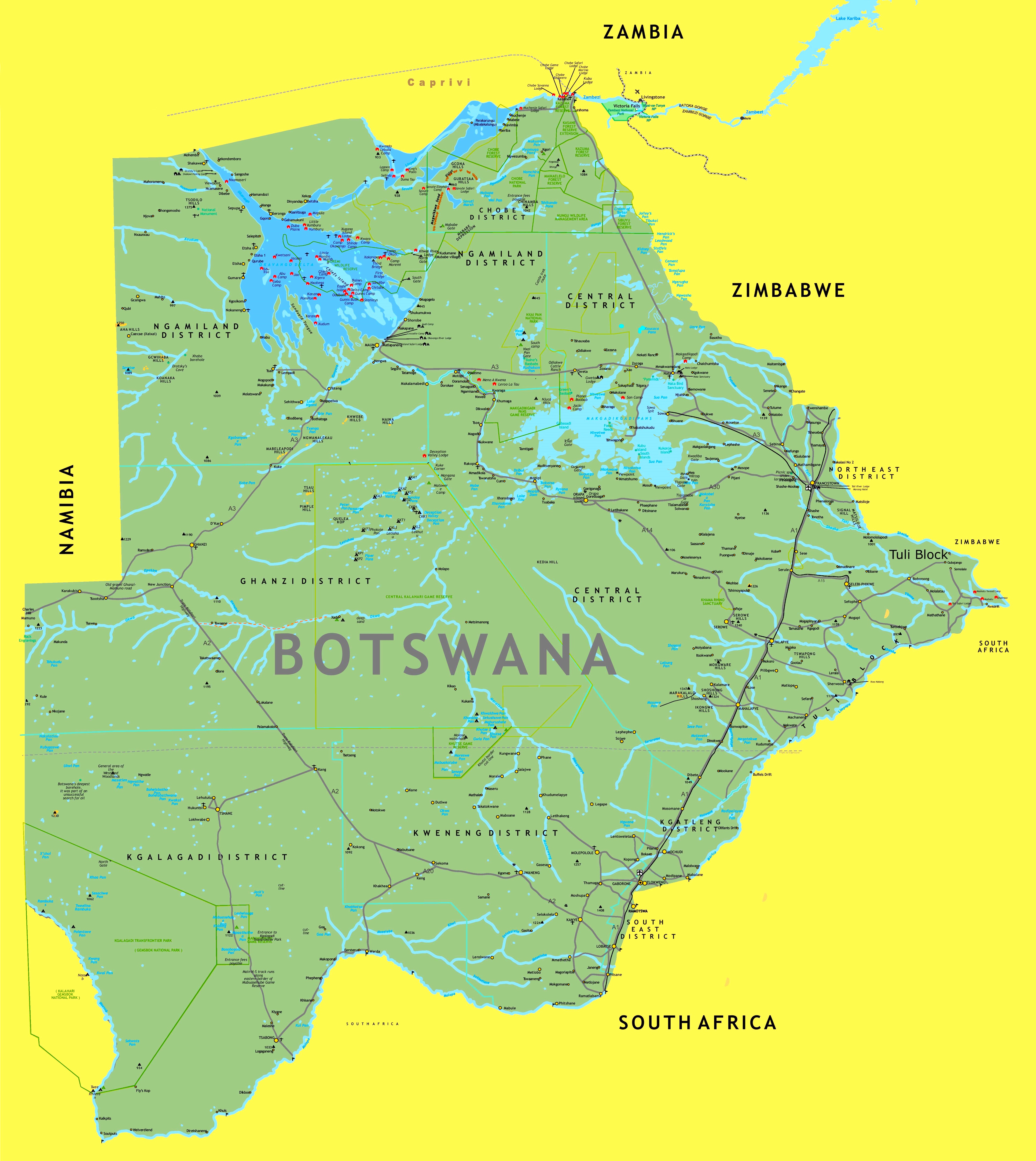 Grosse Detaillierte Karte Von Botswana