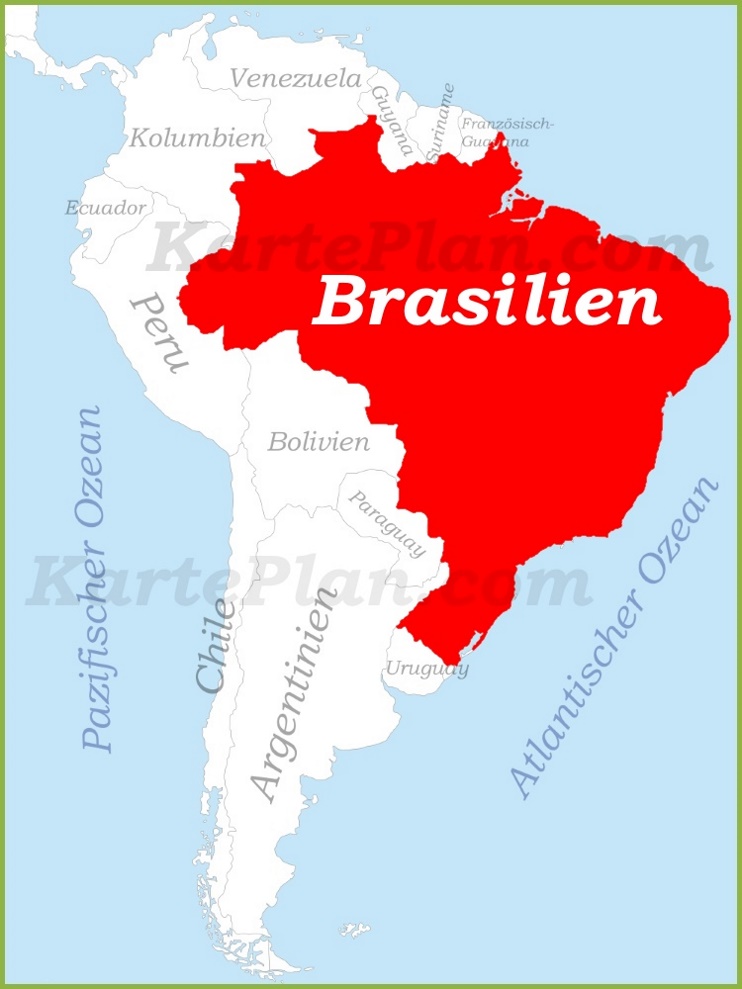 Brasilien auf der karte Südamerikas