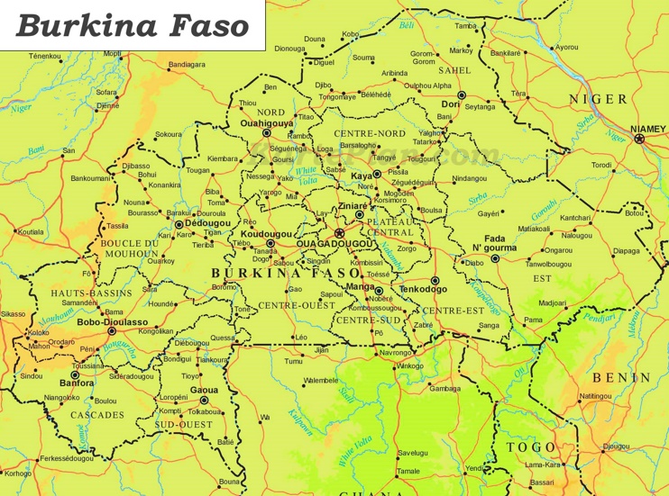 Große detaillierte karte von Burkina Faso
