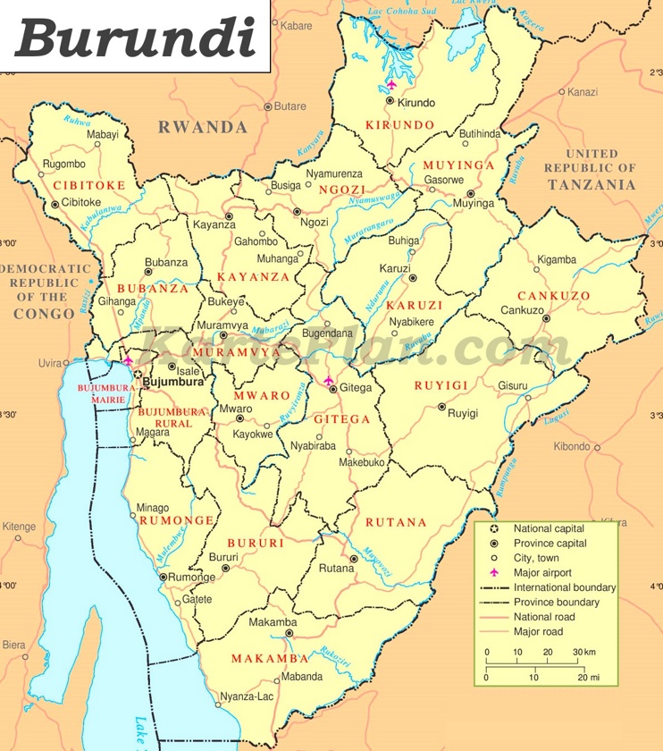 Burundi Straßenkarte