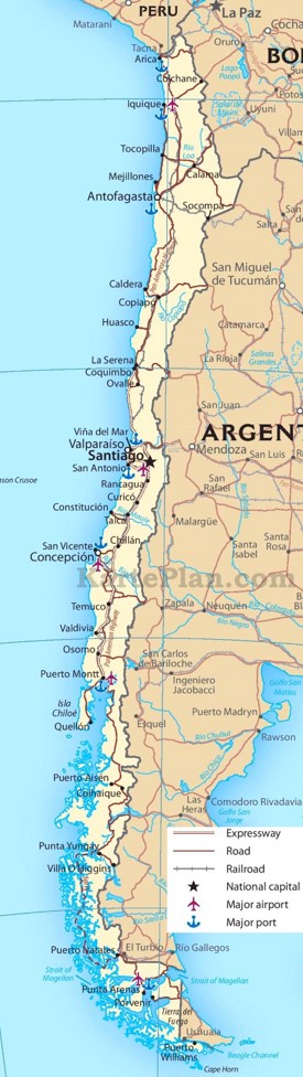 Chile Straßenkarte