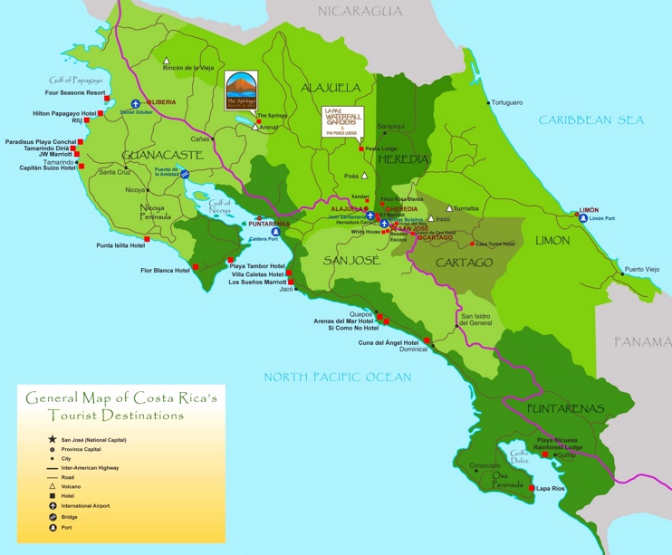 Costa Rica touristische karte