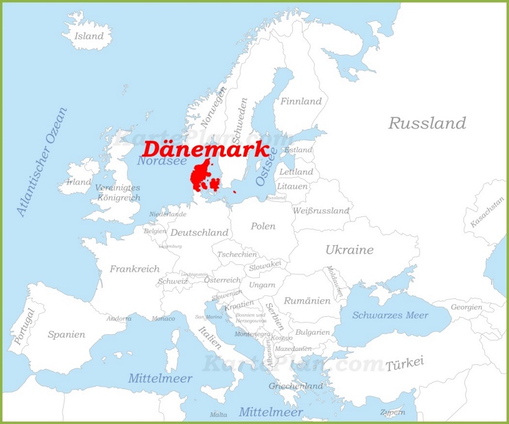 Dänemark auf der karte Europas