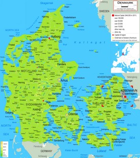 Physische landkarte von Dänemark